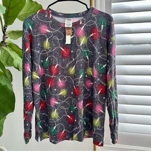 Pink Sleepwear Long Sleeve T-Shirt Size Small Holiday Season